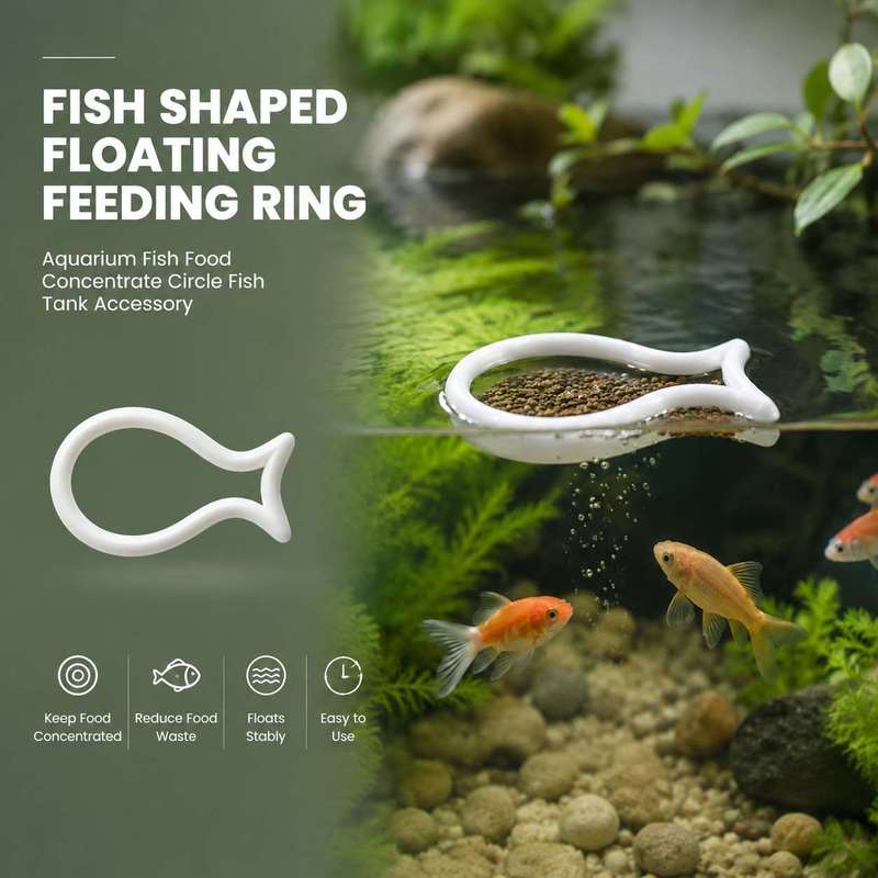 Aquarium Fish Food - วงแหวนให้อาหารปลาแบบลอยน้ำรูปทรงปลา อุปกรณ์เสริมสำหรับตู้ปลา