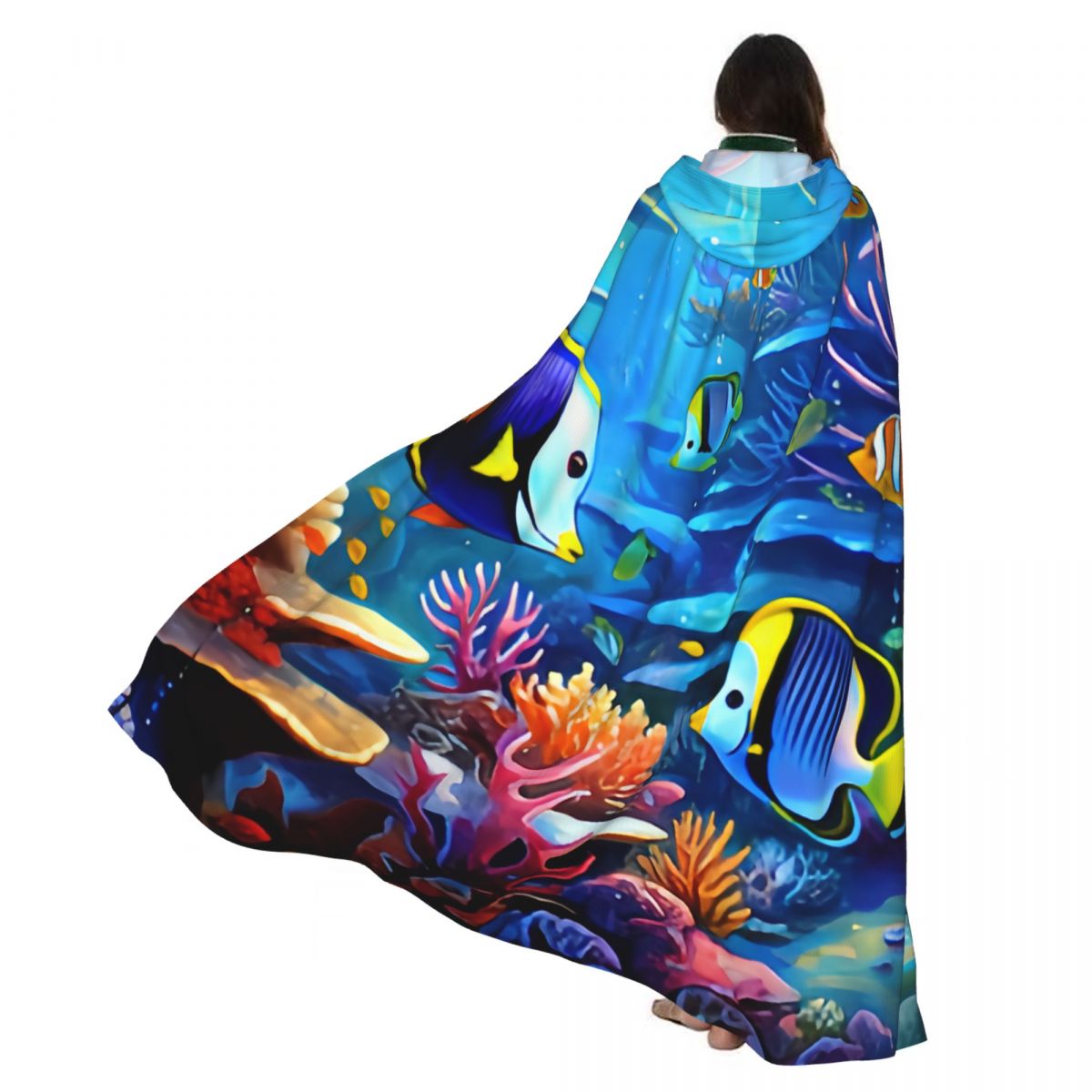 Aquarium Queen Fish - Unisex Witch Party Reversible Hooded ผู้ใหญ่แวมไพร์