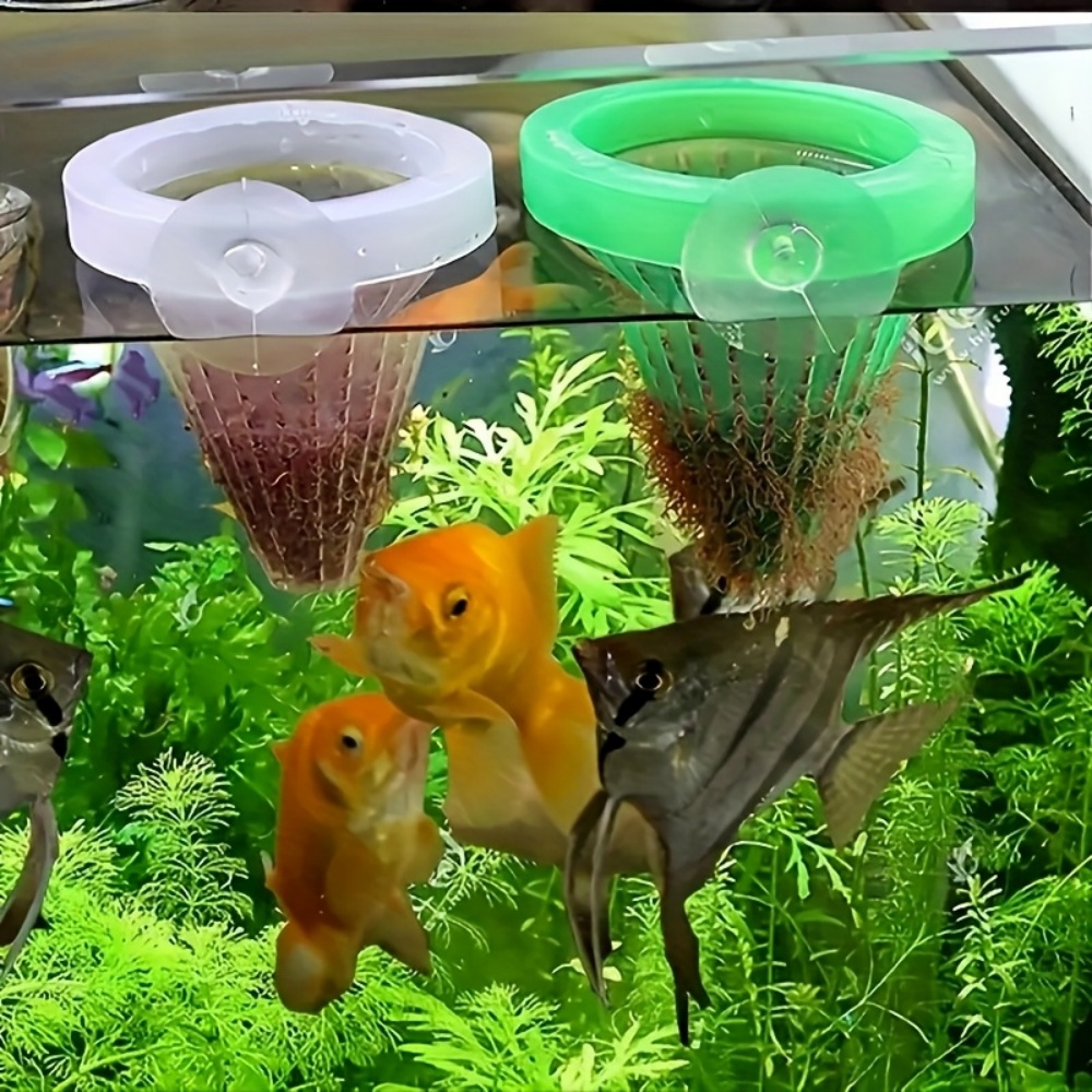 Aquarium Fish Food - เครื่องให้อาหารปลาแบบตะกร้า 2 ชิ้น, ช่องป้อนอาหารปลาแบบกรวย, เหมาะสำหรับใช้ในตู้ปลาที่บ้าน
