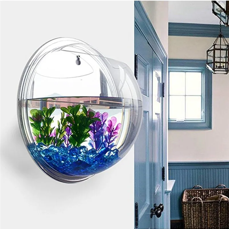 Aquarium Fish In Bowl - อะคริลิคใสแขวนผนัง aquarium,แจกันดอกไม้หญ้า Hangar ถังปลาชาม Mini Home