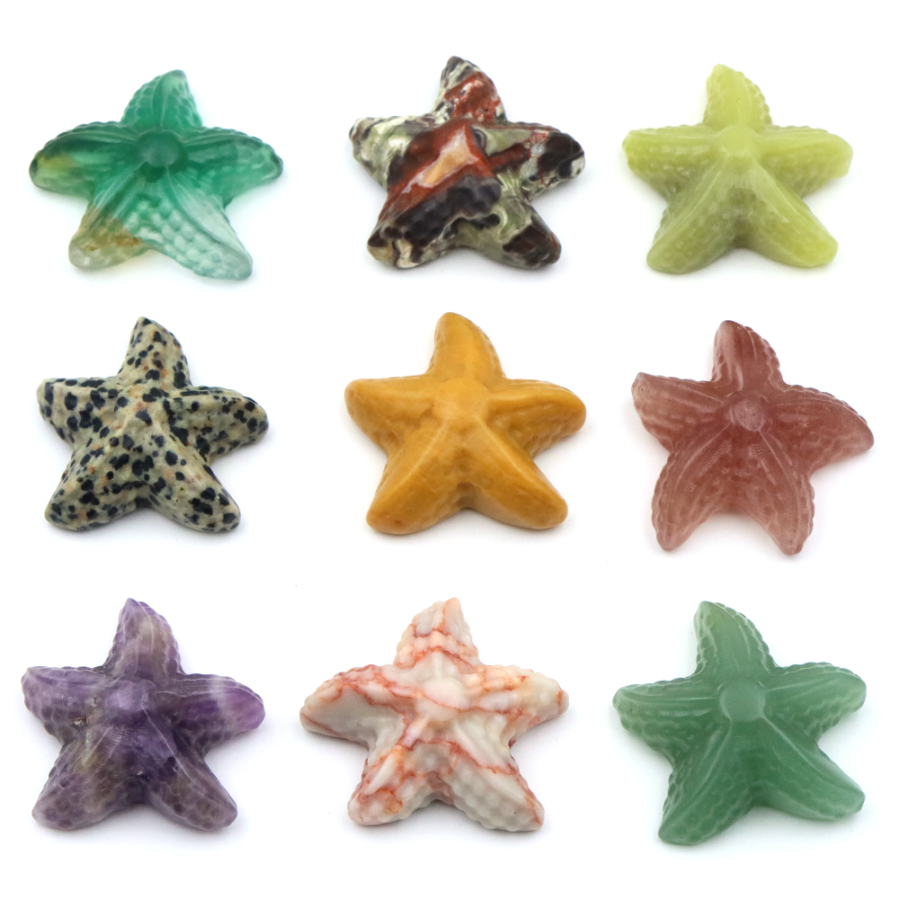 Aquarium Fish Marine - รูปปั้นปลาดาวขนาด 35 มม. รูปทรงสัตว์ทะเล ทำจากหินธรรมชาติ คริสตัลบำบัด
