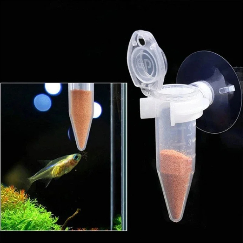 Aquarium Fish Food - เครื่องให้อาหารปลาอัตโนมัติ รูปทรงกรวย สำหรับใส่ไข่กุ้ง หนอน พร้อมจุกดูด อุปกรณ์ตกแต่งตู้ปลา