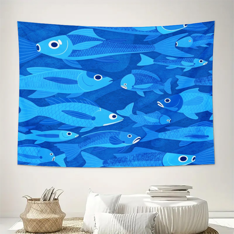 พรมลายปลาทะเล ลายมหาสมุทร สีฟ้ - Fish Aquarium Home บทวิจารณ์และราคา