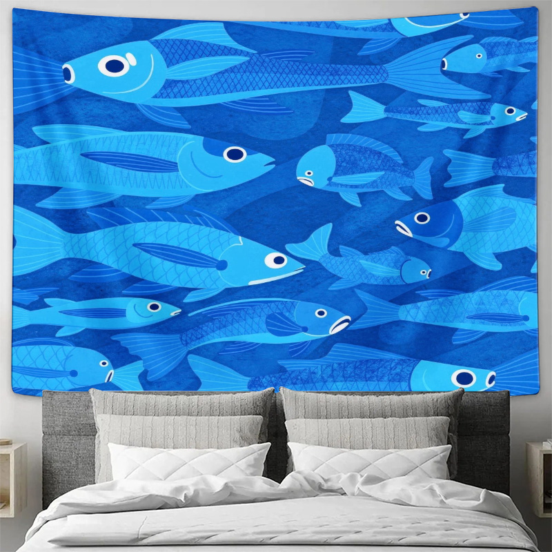 พรมลายปลาทะเล ลายมหาสมุทร สีฟ้ - Fish Aquarium Home บทวิจารณ์และราคา