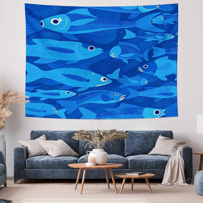 พรมลายปลาทะเล ลายมหาสมุทร สีฟ้ - Fish Aquarium Home บทวิจารณ์และราคา